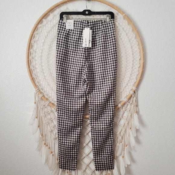 Zara NWT Hi-Rise Leggings Herringbone Print Size Large - Picture 3 of 9